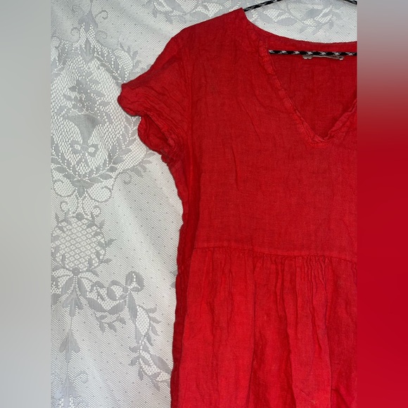 FRANCESCA BETTI Made In Italy Linen Blend Palm Print Shirt Dress With Rope Belt main image 1